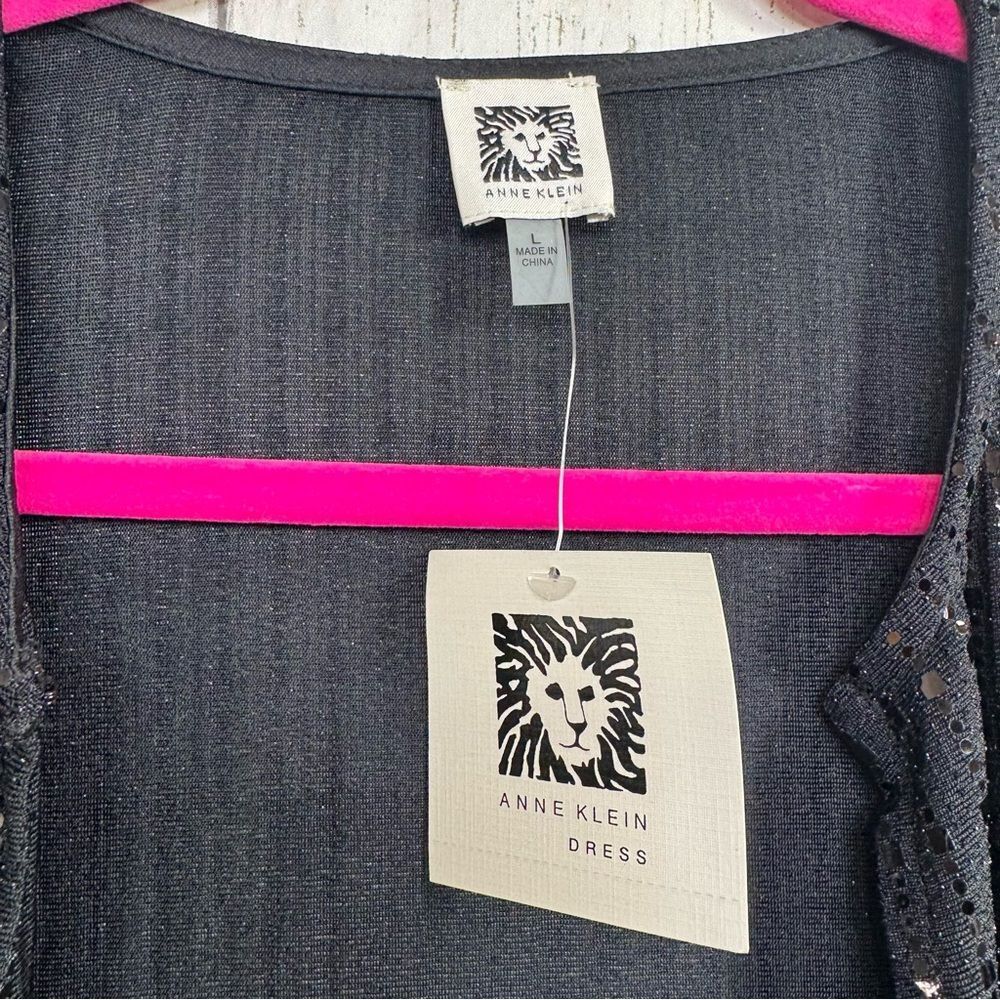 Anne Klein Black Sequin Longline Duster Cardigan NWT Evening Glam Holiday Party - Picture 7 of 16
